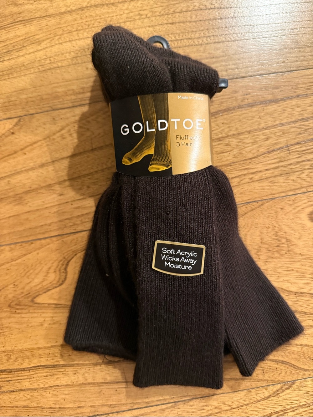 New In Packaging Gold Toe Dark Brown Fluffies Socks - 3 Pack, Shoe Size 6-12.5